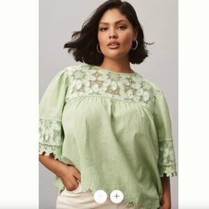 Anthropologie Forever That Girl Crochet Yoke Blouse